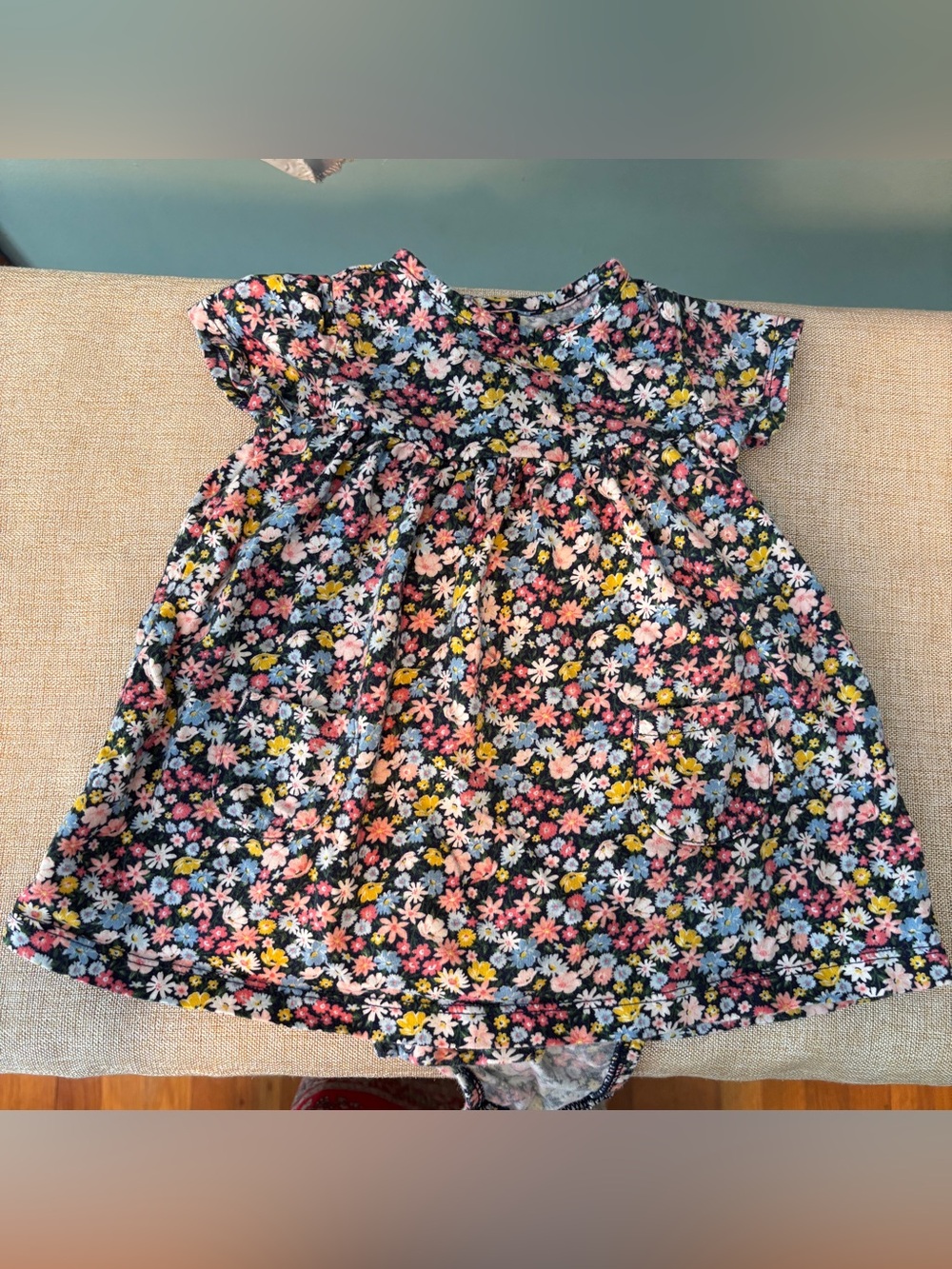 Carter's Pink and Yellow Floral Infant Dress ~ Sz 12 Mo